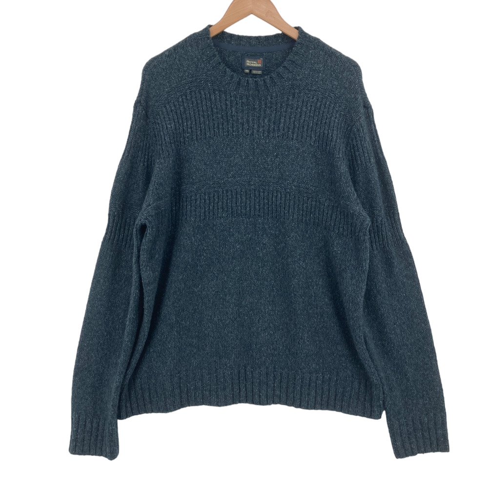 Royal Robbins Sweater Mens 2XL Navy Knit Long Raglan Sleeve Round Neck Pullover